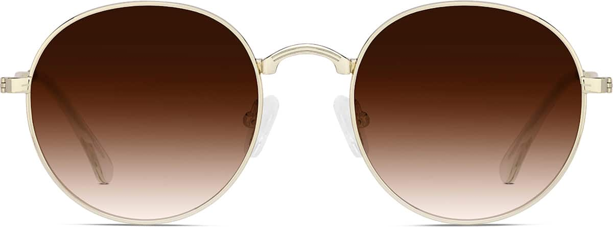 Front view of Foldable Round Sunglasses 1162414 in Gold