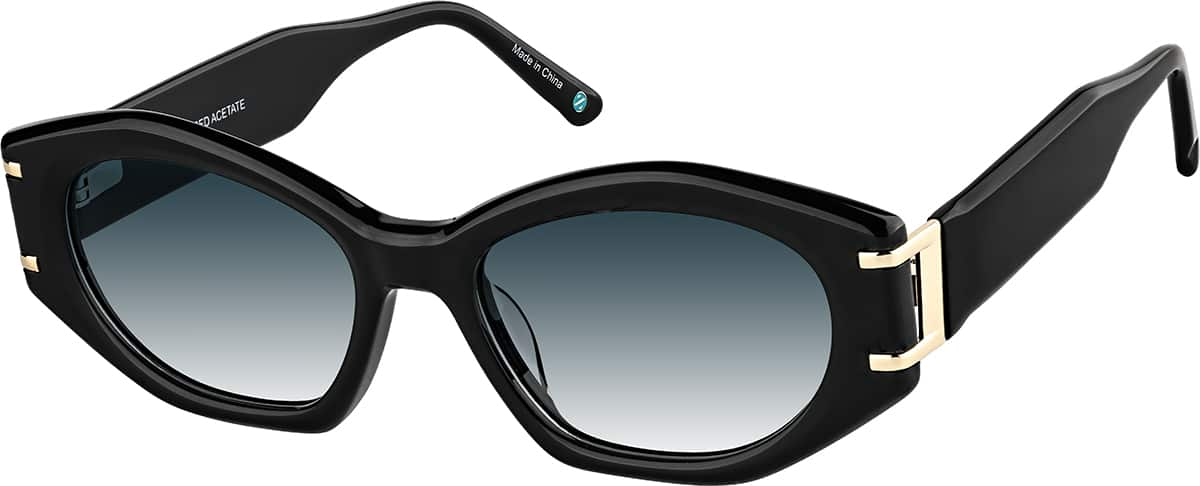 Angle view of Geometric Sunglasses 116521 in Black