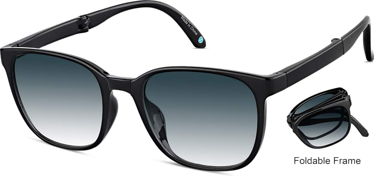 Angle view of Foldable Square Sunglasses 1165221 in Black