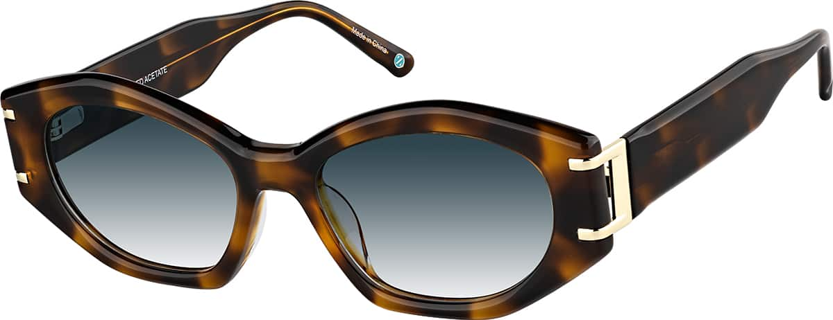 Angle view of Geometric Sunglasses 116525 in Tortoiseshell