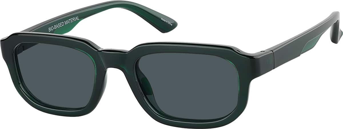 Angle view of Rectangle Sunglasses 1165924 in Green