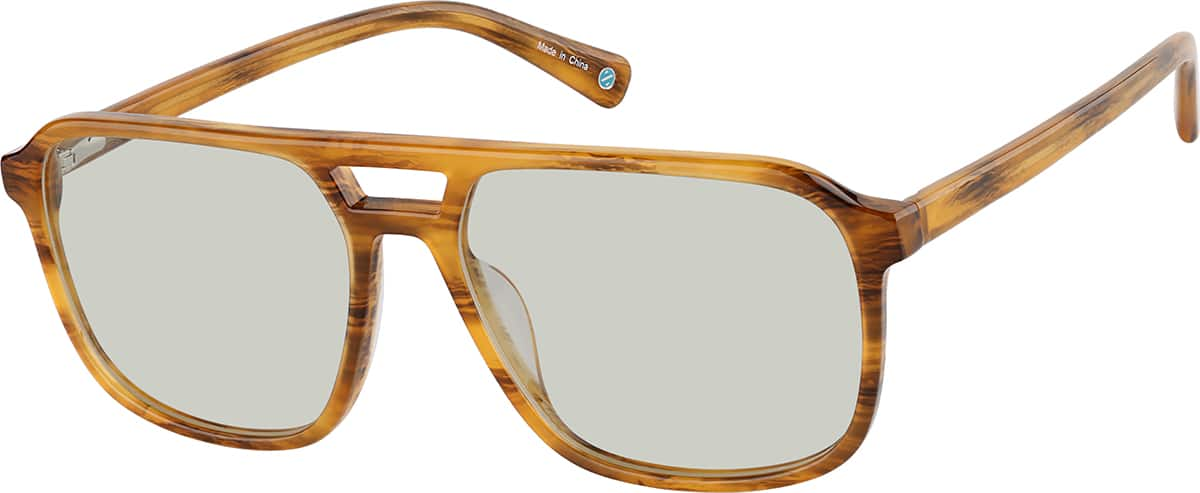 Angle view of Aviator Sunglasses 116615 in Yellow Tortoiseshell