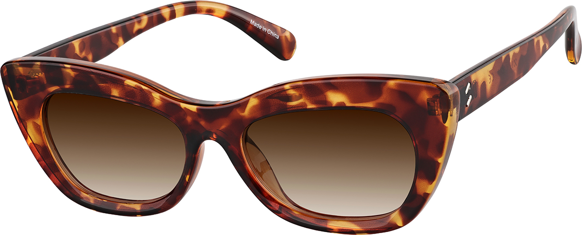 Zenni Women's Cat-Eye Rx Sunglasses Tortoiseshell Plastic Full Rim Frame