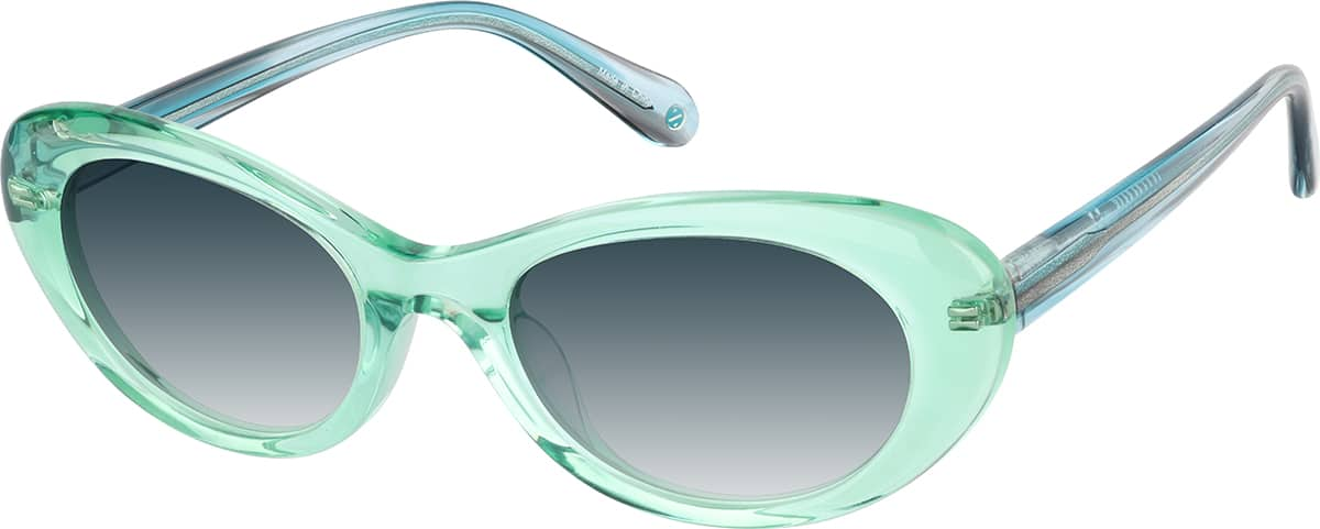 Angle view of Cat-Eye Sunglasses 117024 in Green