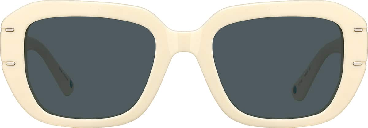 Front view of Rectangle Sunglasses 117133 in Cream