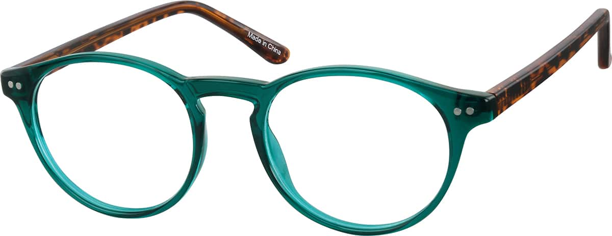 Angle view of Round Glasses 1211924 in Green