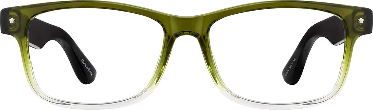 Front view of Rectangle Glasses 1212034 in Green