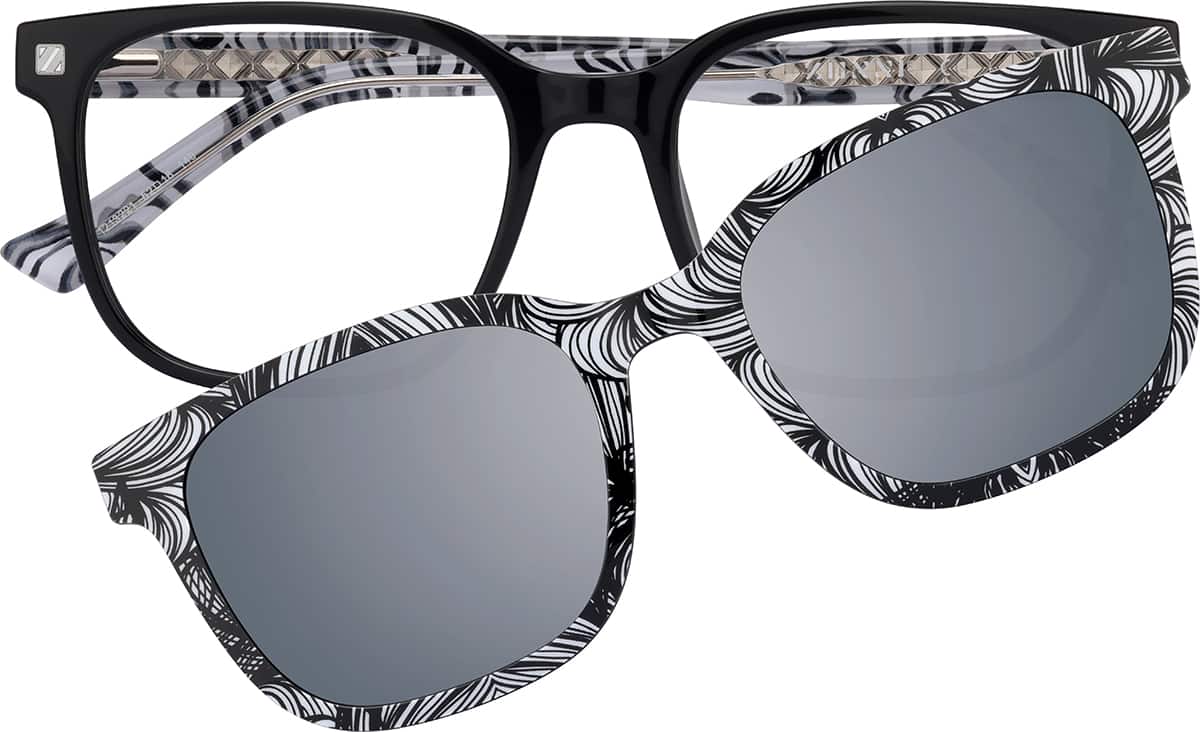 Live Cyber Monday Deals | Black Square Clip-on Sunglasses #1213221