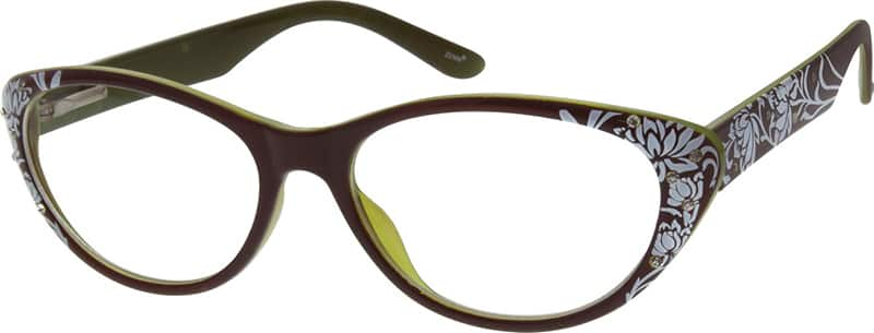 Angle view of Cat-Eye Glasses 121815 in Brown