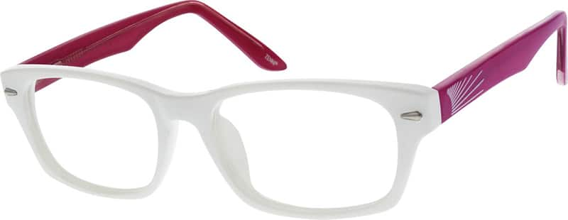 Angle view of Rectangle Glasses 122830 in White