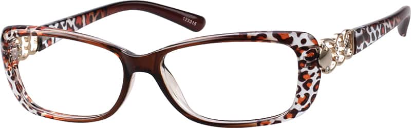 Angle view of Rectangle Glasses 123315 in Brown