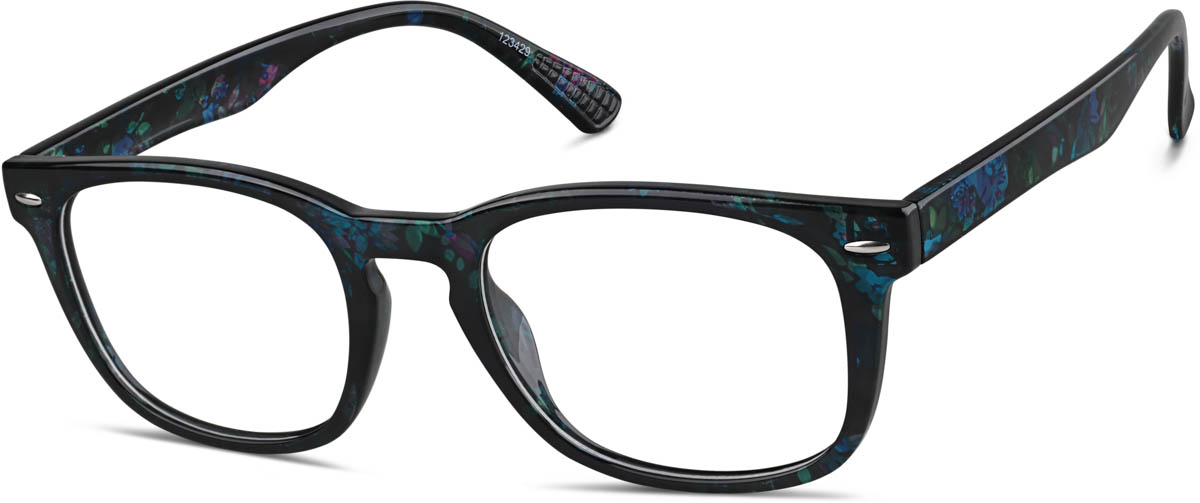 Zenni Oversized Square Prescription Glasses Pattern Woodgrain Plastic Full Rim Frame