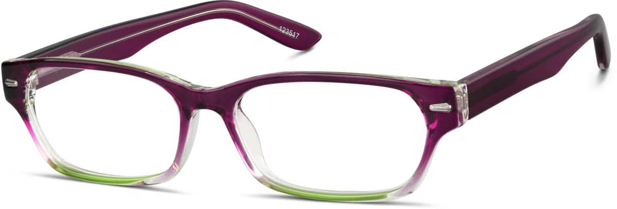 Angle view of Rectangle Glasses 123517 in Purple