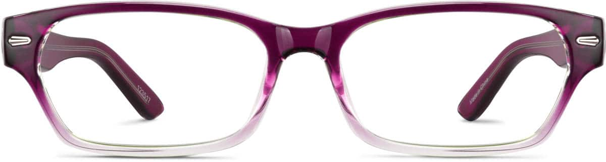 Front view of Rectangle Glasses 123517 in Purple