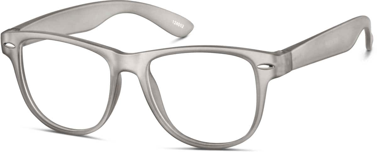 Angle view of Kid's Square Glasses 124012 in Gray