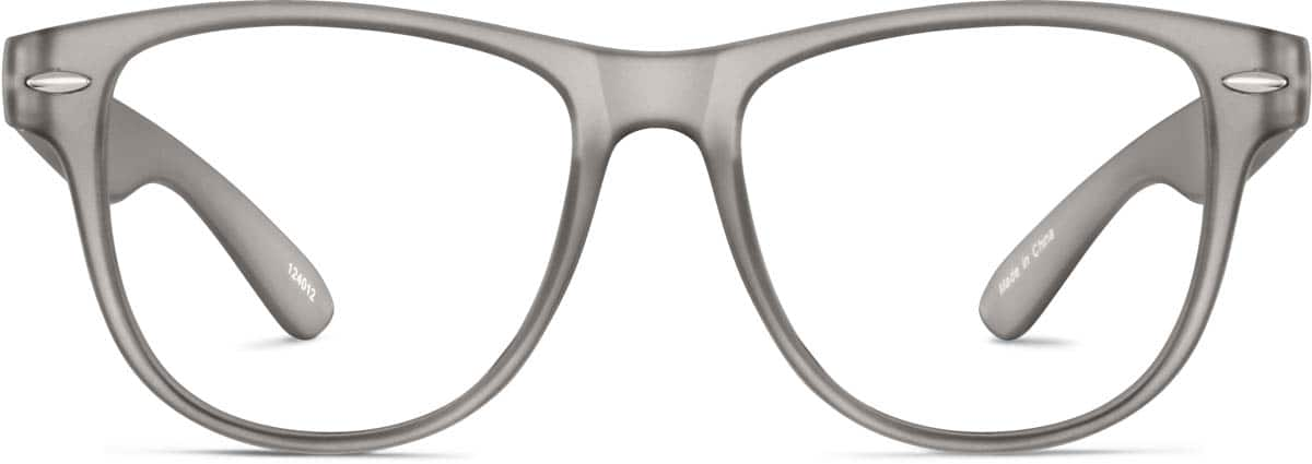 Front view of Kid's Square Glasses 124012 in Gray