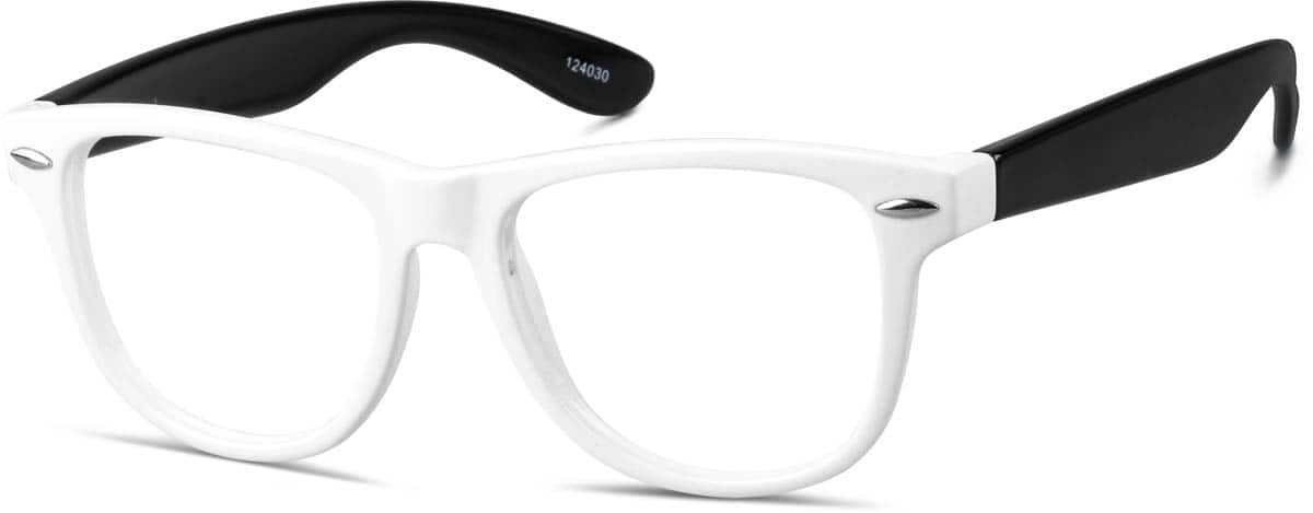 Angle view of Kid's Square Glasses 124030 in White