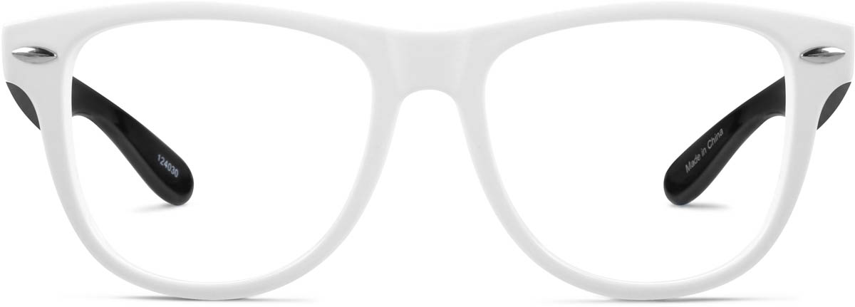 White Kid's Square Glasses