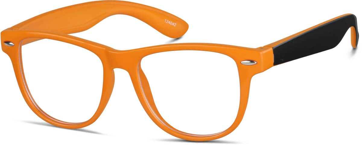 Angle view of Kid's Square Glasses 124042 in Orange