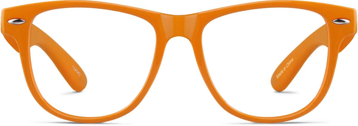 Front view of Kid's Square Glasses 124042 in Orange