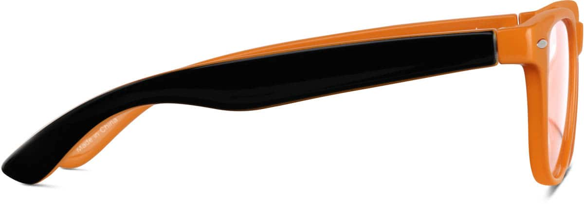 Side view of Kid's Square Glasses 124042 in Orange