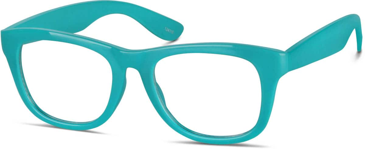 Angle view of Square Glasses 124116 in Teal