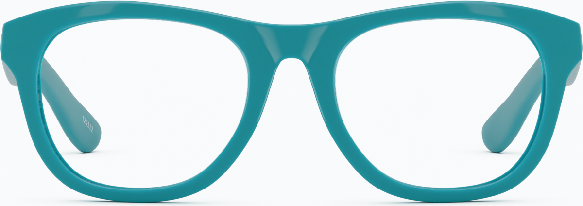 Front view of Square Glasses 124116 in Teal thumbnail