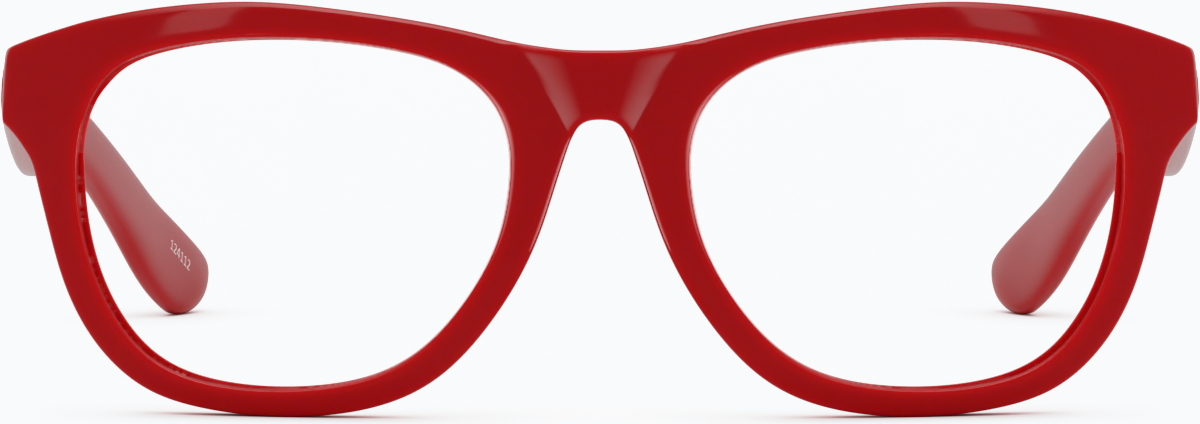 Front view of Square Glasses 124118 in Red thumbnail