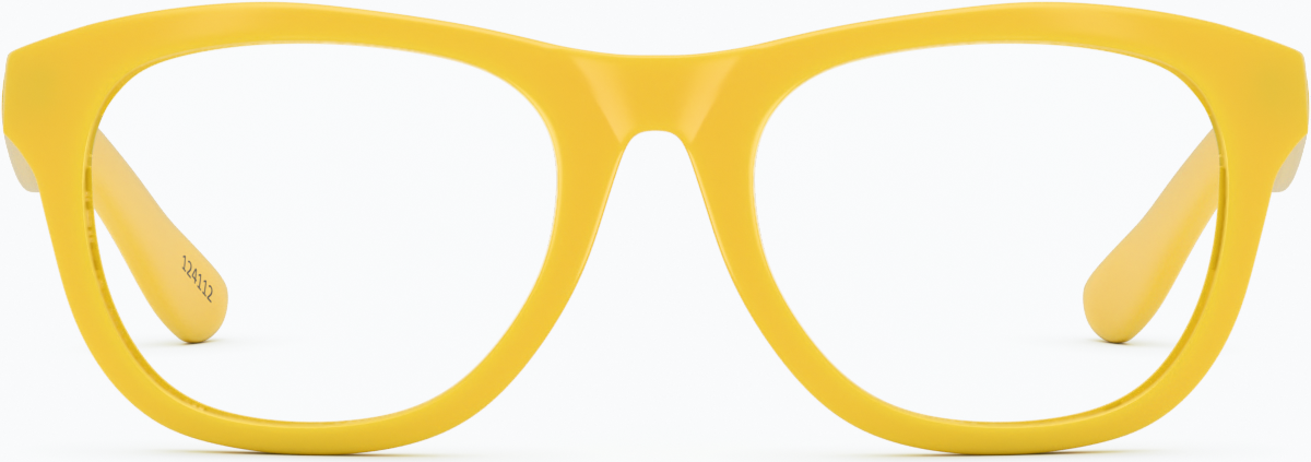 Front view of Square Glasses 124122 in Yellow thumbnail