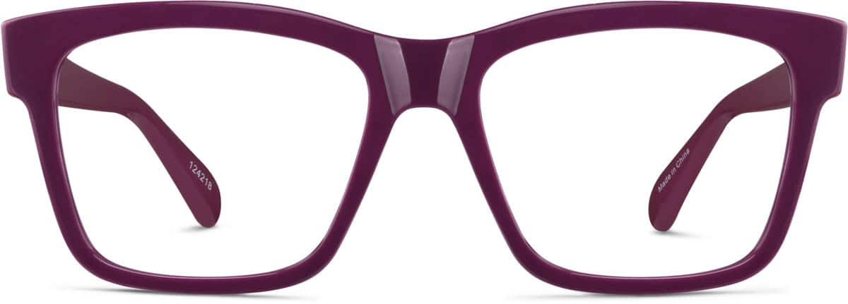 Front view of Square Glasses 124218 in Purple