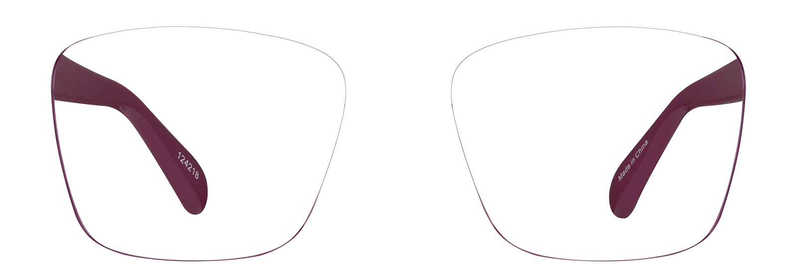 Front view of Square Glasses 124218 in Purple