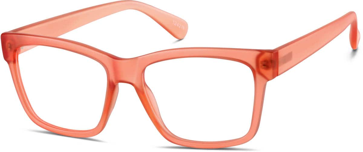 Angle view of Square Glasses 124219 in Coral