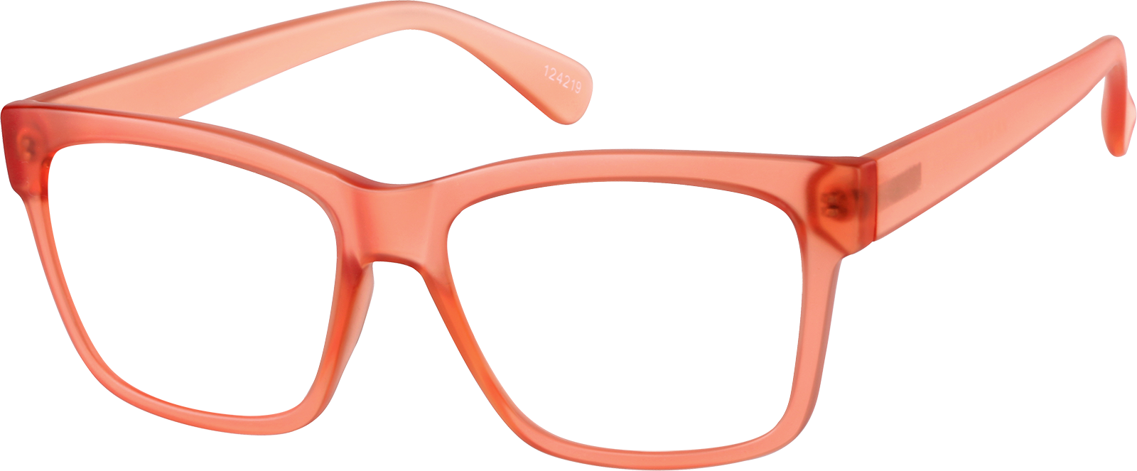 Angle view of Square Glasses 124219 in Coral