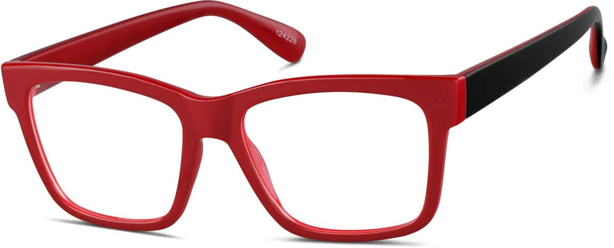 Angle view of Square Glasses 124228 in Red