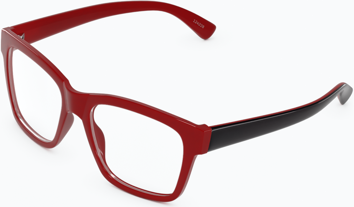 Angle view of Square Glasses 124228 in Red thumbnail