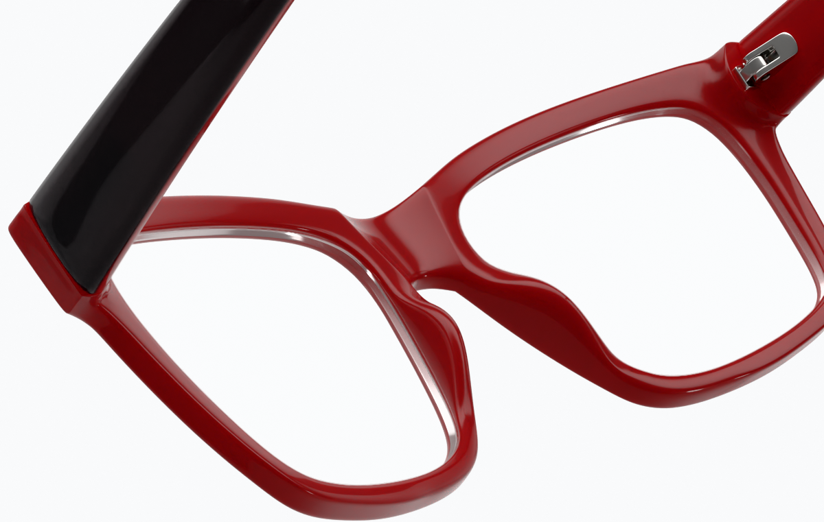 See-through view of Square Glasses 124228 in Red thumbnail