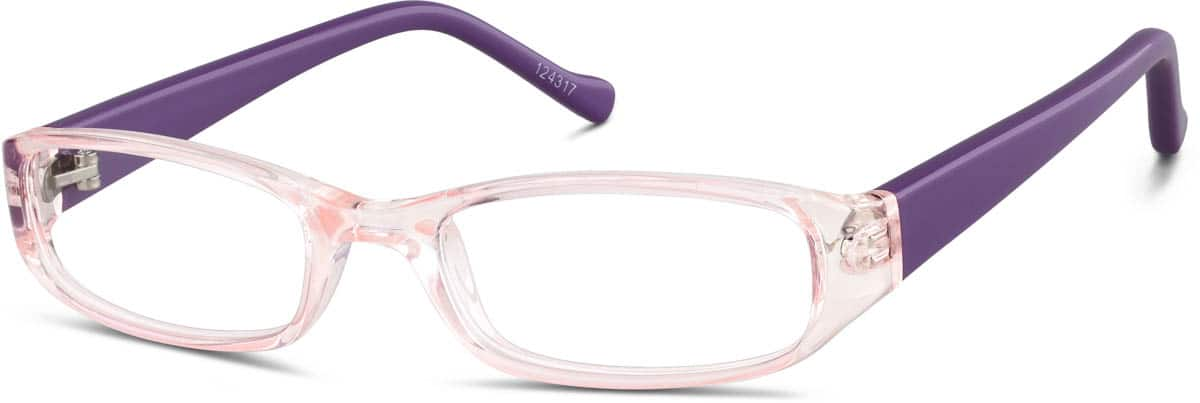 Angle view of Kids’ Rectangle Glasses 124317 in Purple