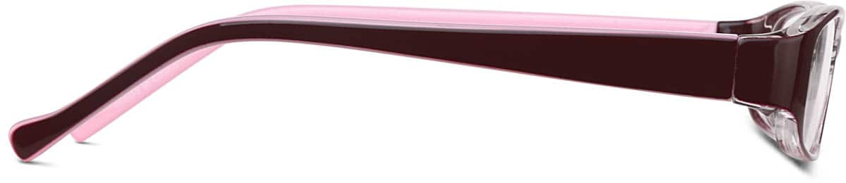 Side view of Kids’ Rectangle Glasses 124318 in Burgundy