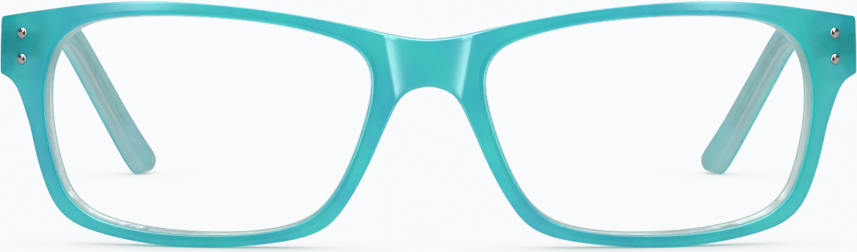 Front view of Rectangle Glasses 124516 in Azure thumbnail