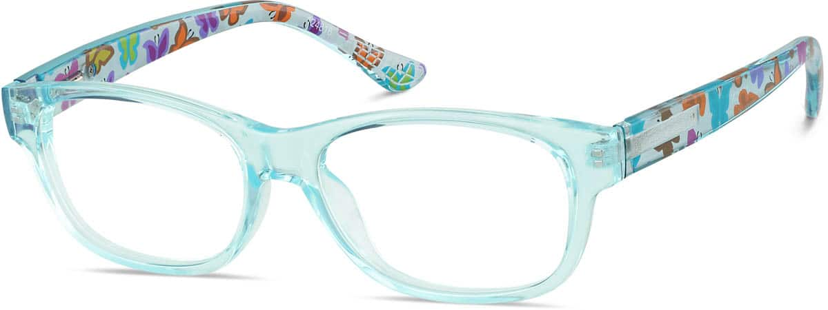 Angle view of Kids' Rectangle Glasses 124816 in Blue