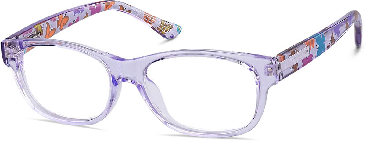 Angle view of Kids' Rectangle Glasses 124817 in Purple