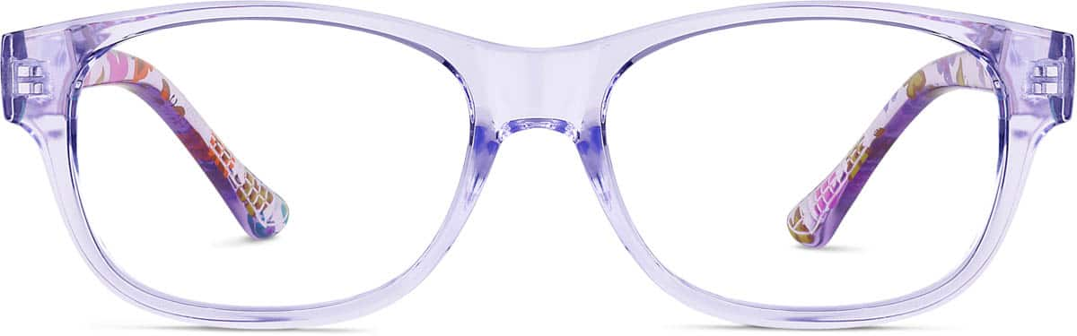 Front view of Kids' Rectangle Glasses 124817 in Purple