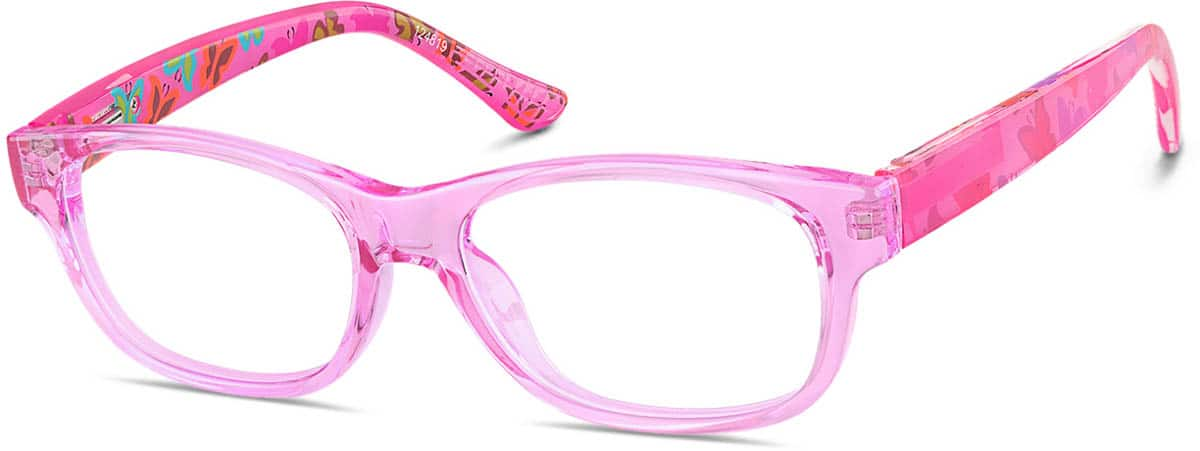 Angle view of Kids' Rectangle Glasses 124819 in Pink