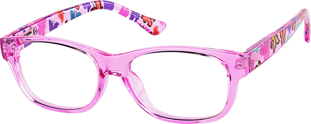 Zenni Girls Rectangle Prescription Glasses Pink Plastic Full Rim Frame