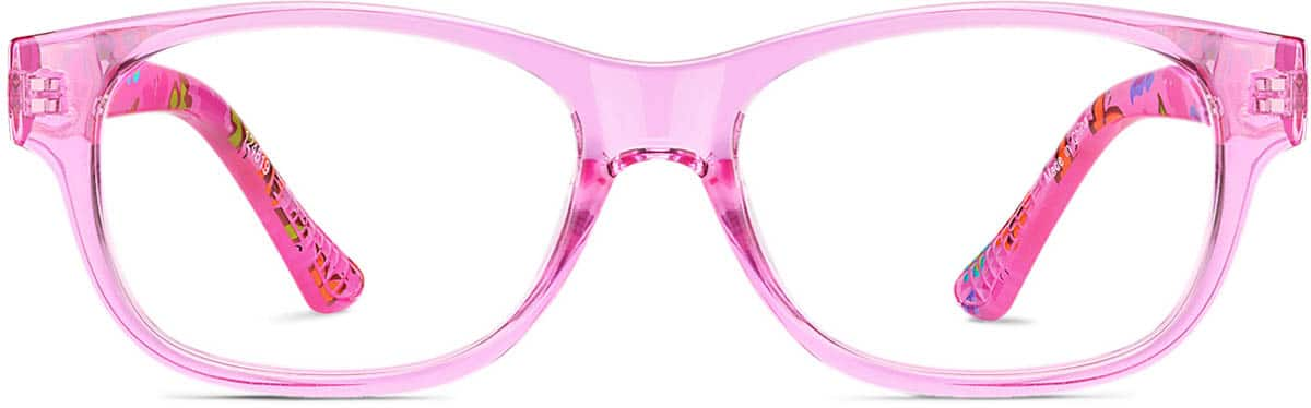 Front view of Kids' Rectangle Glasses 124819 in Pink