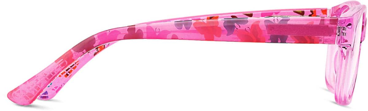 Side view of Kids' Rectangle Glasses 124819 in Pink