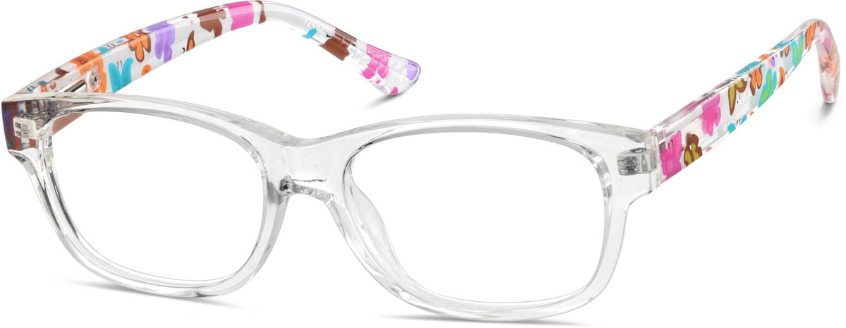 Zenni Girls Rectangle Prescription Glasses Clear Plastic Full Rim Frame