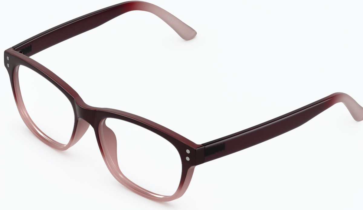 Angle view of Square Glasses 124918 in Maroon thumbnail