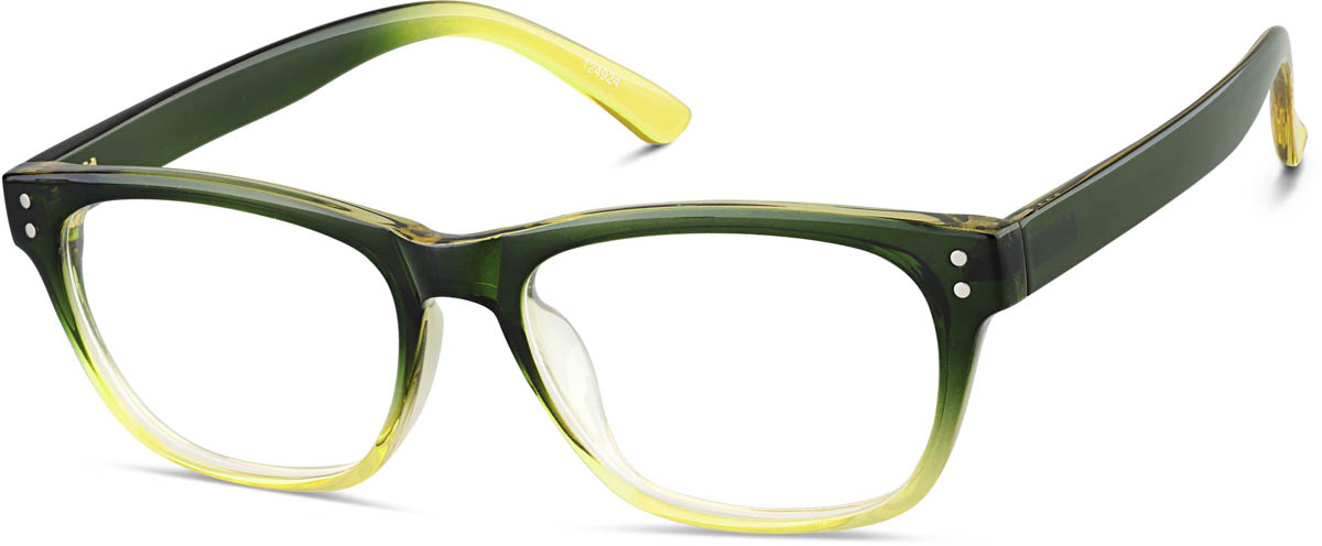 Zenni Square Prescription Glasses Green Tortoiseshell Plastic Full Rim Frame