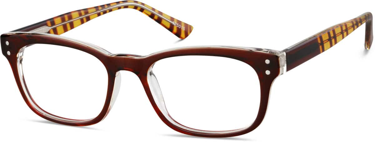 Angle view of Rectangle Glasses 125015 in Maroon